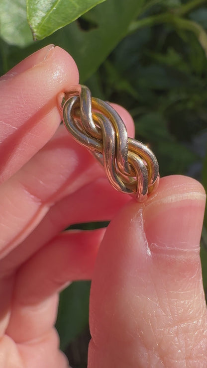 Antique Edwardian 9ct rosy yellow gold knot ring