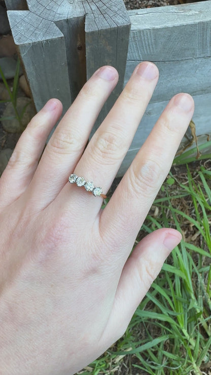 Antique 18ct gold old European cut diamond four stone ring