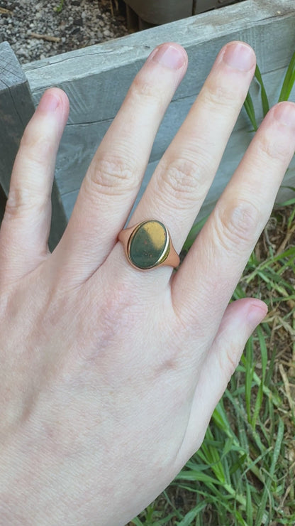 Antique Australian Dempster 15ct yellow gold bloodstone signet ring