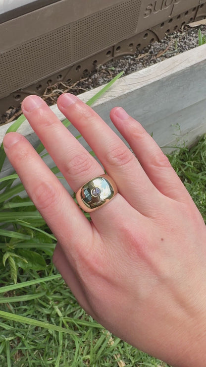 Vintage Italian 9ct gold rose cut diamond bombe gypsy ring