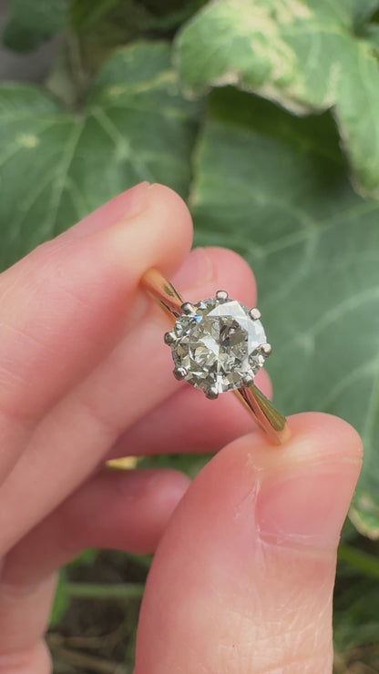 Vintage 18ct yellow gold and platinum 0.75ct old European cut diamond solitaire ring