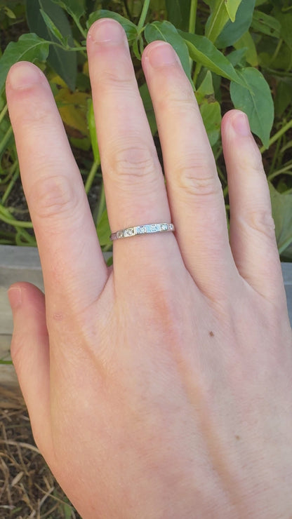 Antique Australian 18ct white gold six stone single cut diamond half eternity ring
