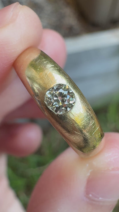 Vintage Austrian 14ct yellow gold 0.16ct old mine cut diamond gypsy ring