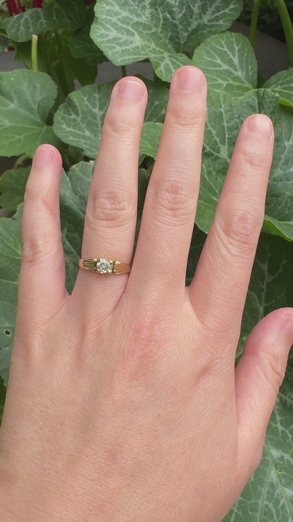 Vintage 14ct yellow gold 0.52ct old mine cut diamond solitaire ring
