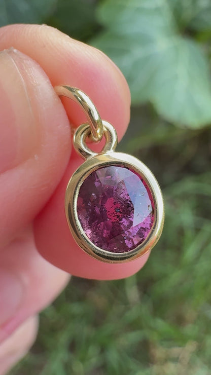 Custom handmade recycled 9ct yellow gold 1.56ct natural ruby bezel set pendant