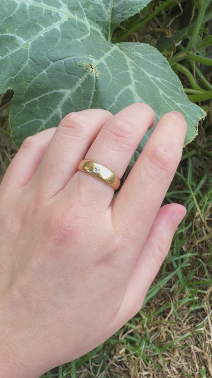 Antique Australian Basse Adelaide 18ct yellow gold old mine cut diamond gypsy ring