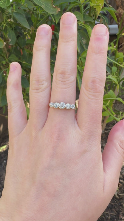 Antique 18ct yellow gold and platinum five stone 0.45ct TCW old mine cut diamond bezel set ring