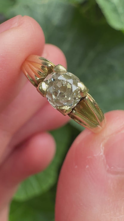 Vintage 14ct yellow gold 0.52ct old mine cut diamond solitaire ring