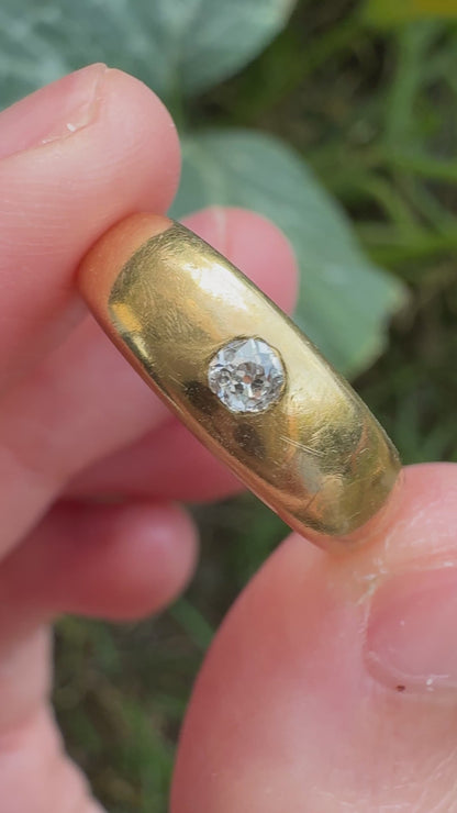 Antique Australian Basse Adelaide 18ct yellow gold old mine cut diamond gypsy ring