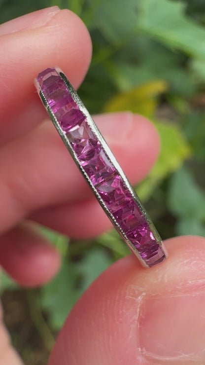 Antique platinum 1.51ct TCW natural ruby eternity ring