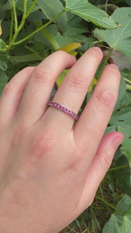 Antique platinum 1.51ct TCW natural ruby eternity ring