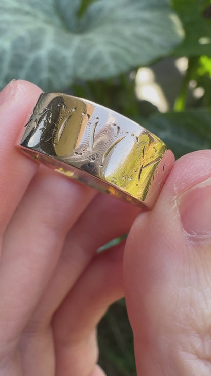 Antique 15ct rosy yellow gold 'IVY' engraved cigar band