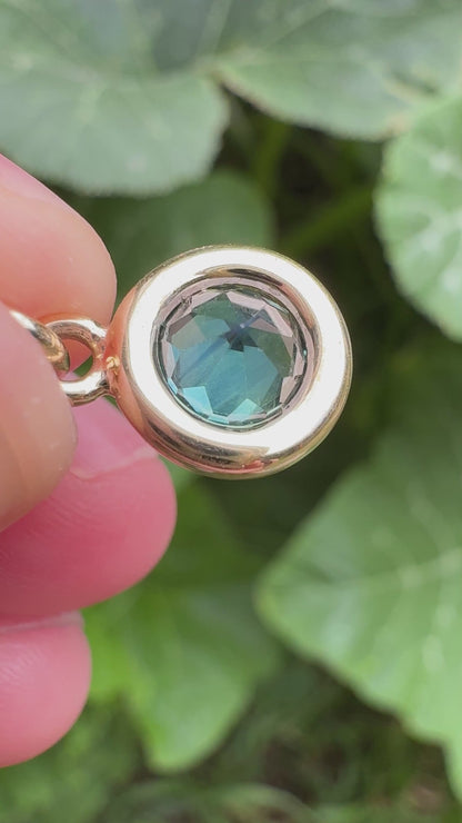 Custom handmade recycled 9ct yellow gold 1.08ct Australian parti sapphire bezel set pendant